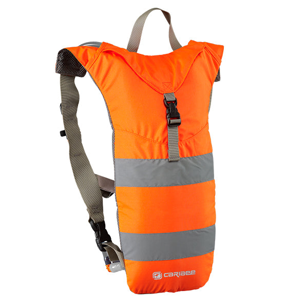 high visibility hydration backpack in orange